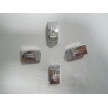 Cristal transparente rj11 conector rj45 conector, 10 pines rj45 conector de red de bajo precio